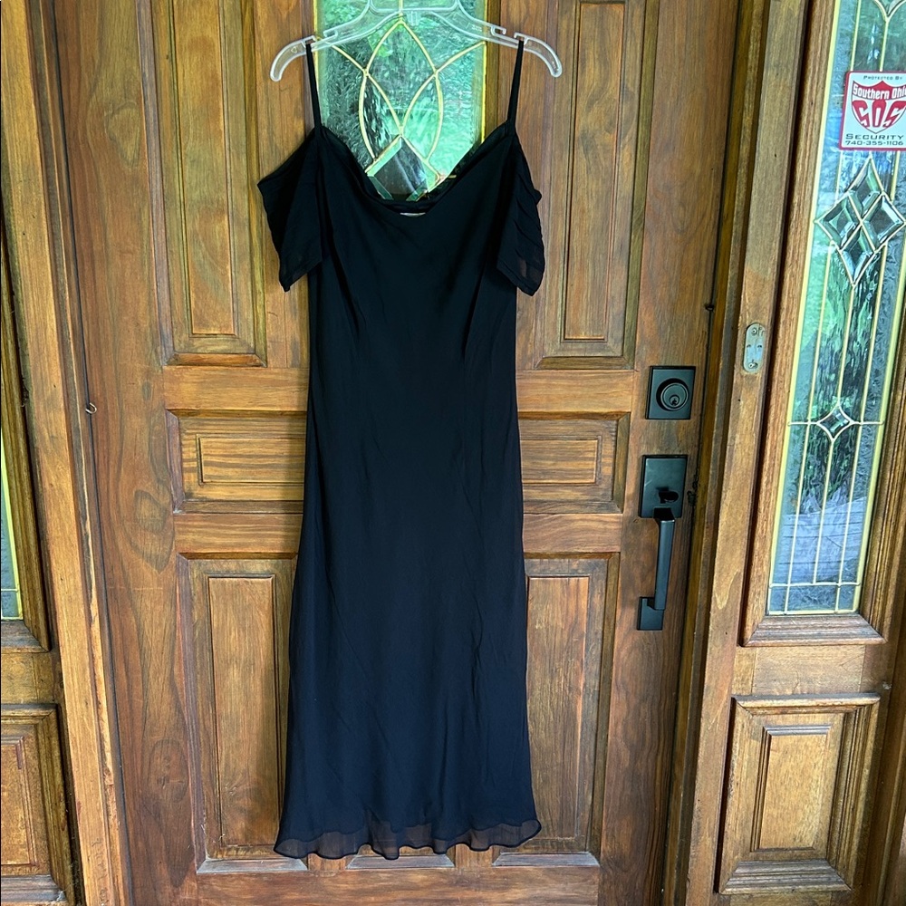 Vintage David Warren New York 100% silk black midi